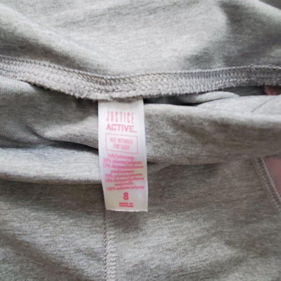 Justice Active Kids Yoga Pink Gray Color Mesh Block Leggings Size 8 - Picture 8 of 9